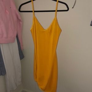 Yellow velvet dress